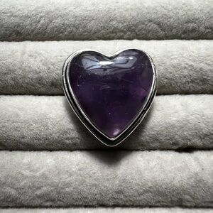 Heart-Shaped Amethyst Gemstone Pendant - Silver Setting